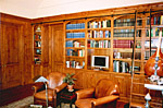 Custom knotty pine library cabinetry
