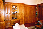 Custom knotty pine library cabinetry