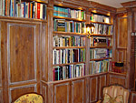 Custom knotty pine library cabinetry