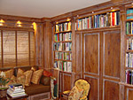 Custom knotty pine library cabinetry